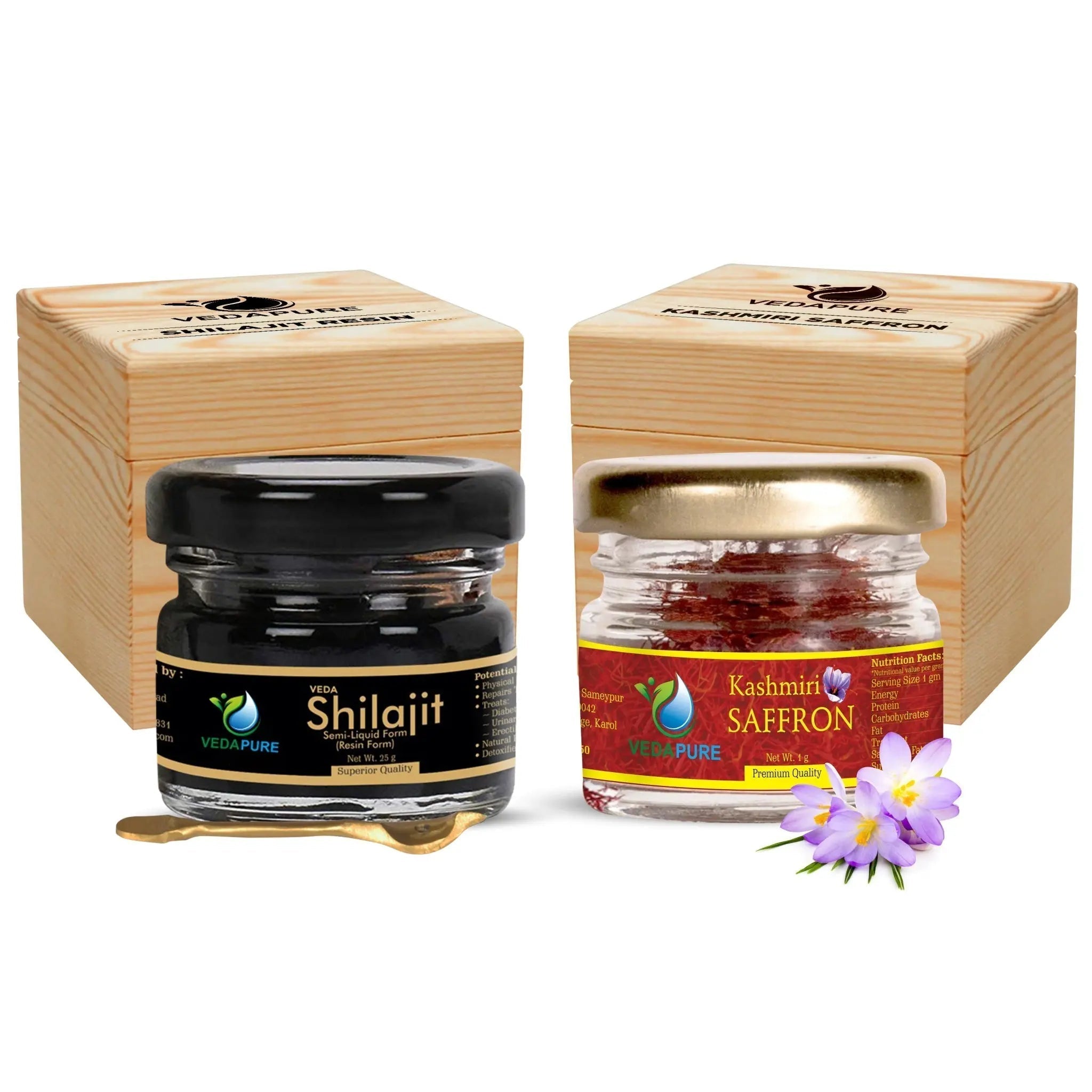 Vedapure Ayurvedic Natural and Pure Raw Shilajit Resin & Kashmir Kesar ...
