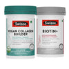 Swisse Vegan Collagen Builder & Biotin+ Biotin Tablets Combo