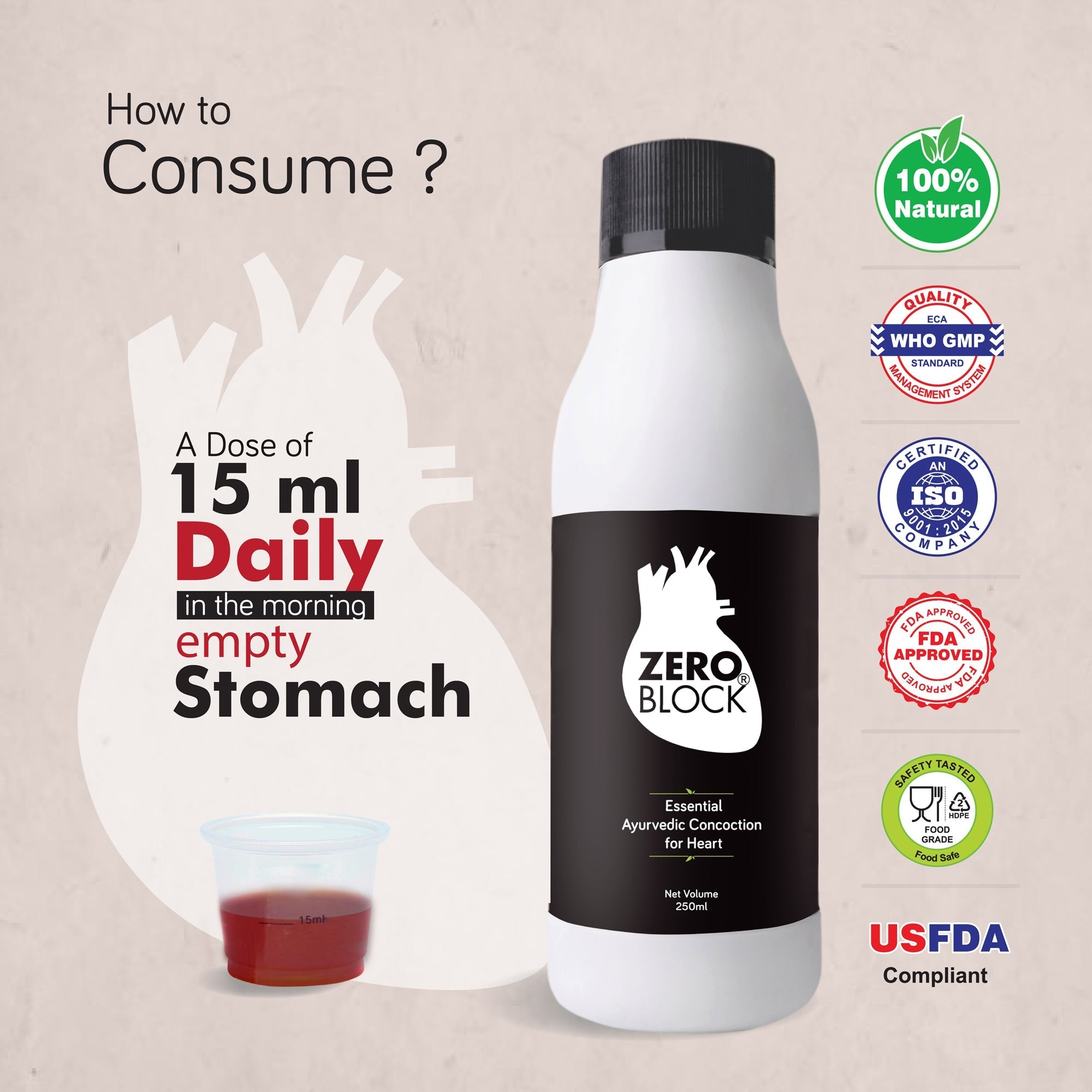 ZERO BLOCK Ayurvedic Mixture Syrup for Heart - 250 ml – AyushKart