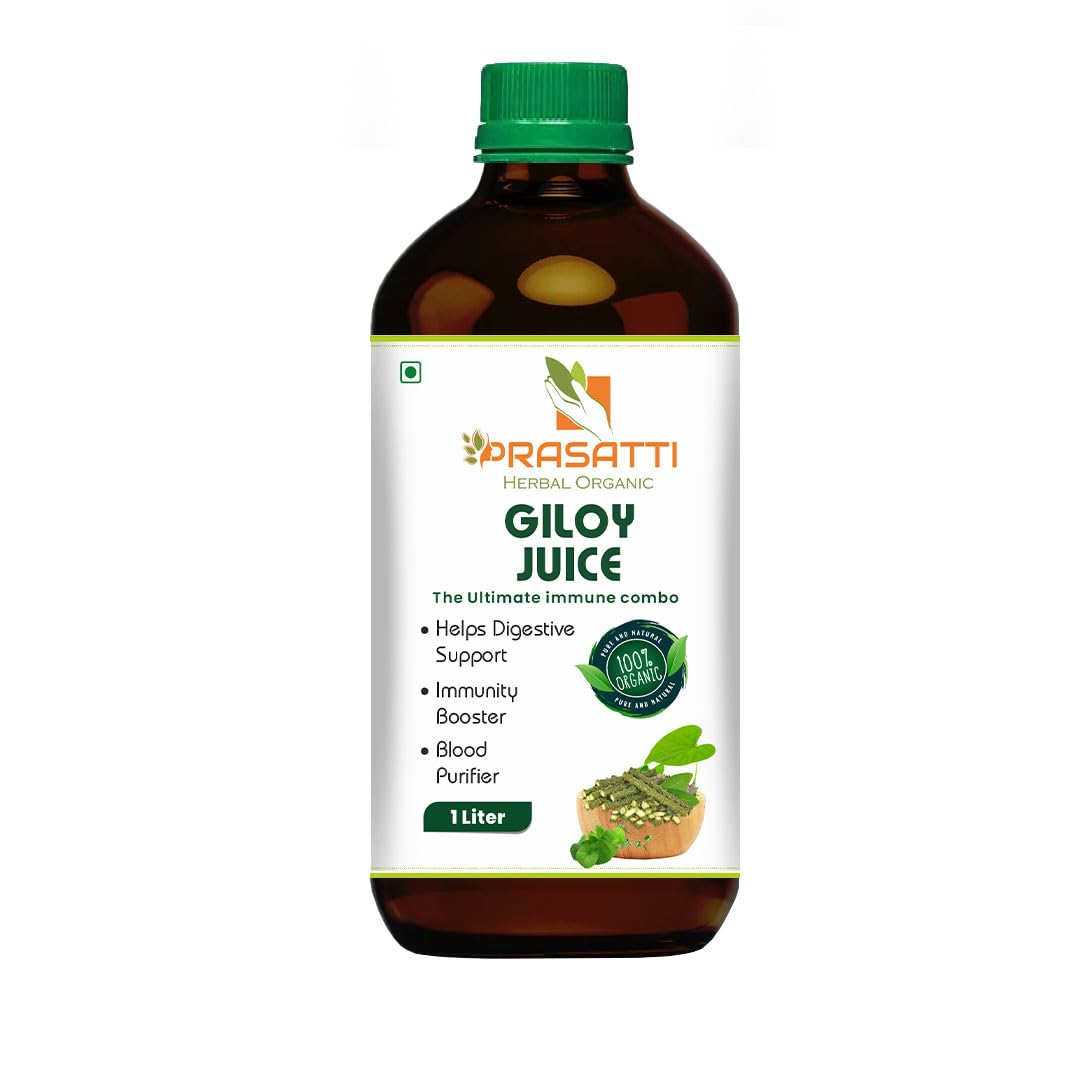 Prasatti Herbal Organic Giloy Juice 1000 Ml  | Ayurvedic Health Juice for Immunity | Good for Liver & Skin Health
