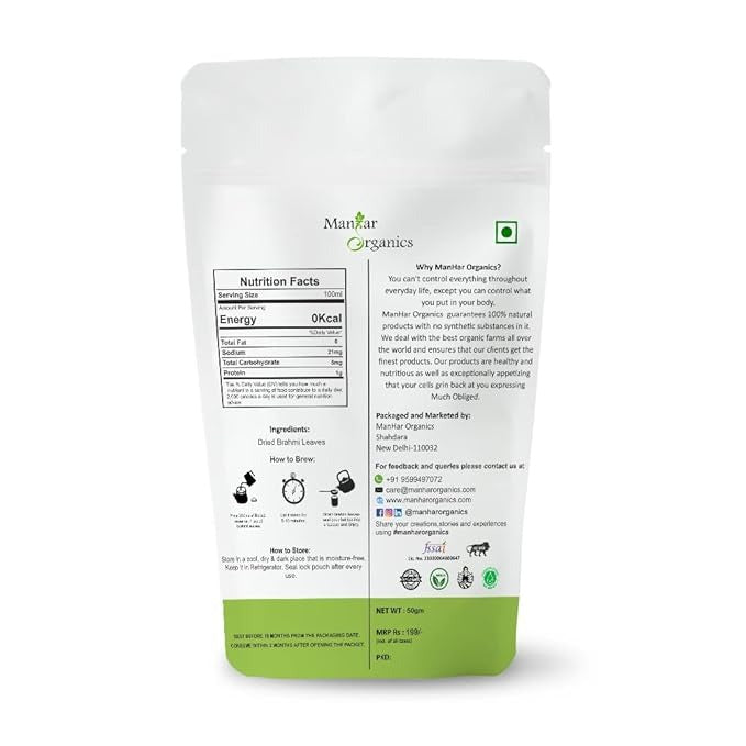 ManHar Organics Brahmi Herbal Leaves Tea - 100 gms