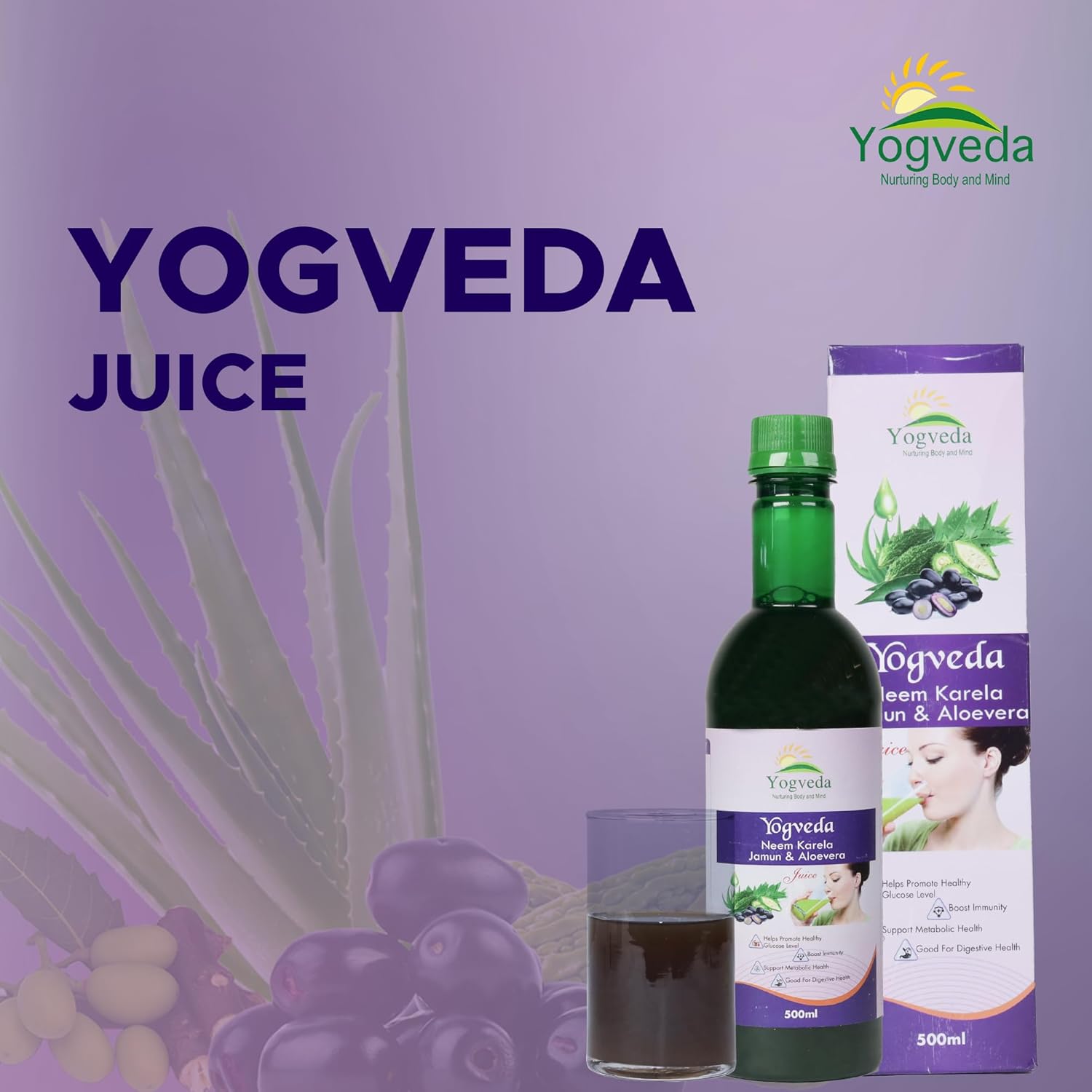 Yogveda Jamun Neem Karela Juice - 500 ml