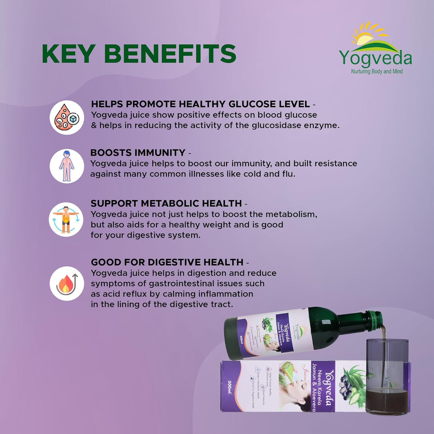Yogveda Jamun Neem Karela Juice - 500 ml