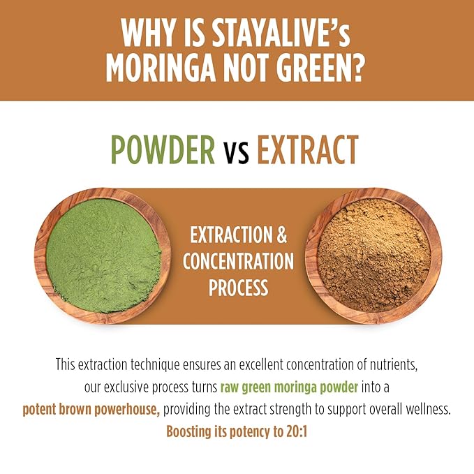Stay Alive Pure Moringa Capsules 20000mg Equivalent Moringa Powder - 120 caps
