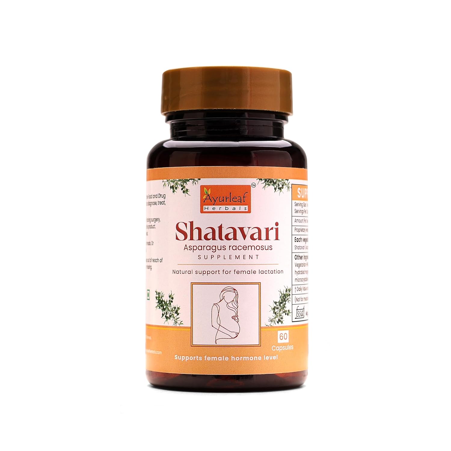 Ayurleaf Herbals Shatavari Capsules With Goodness of Natural Satavari - 60 Caps | Pack of 2