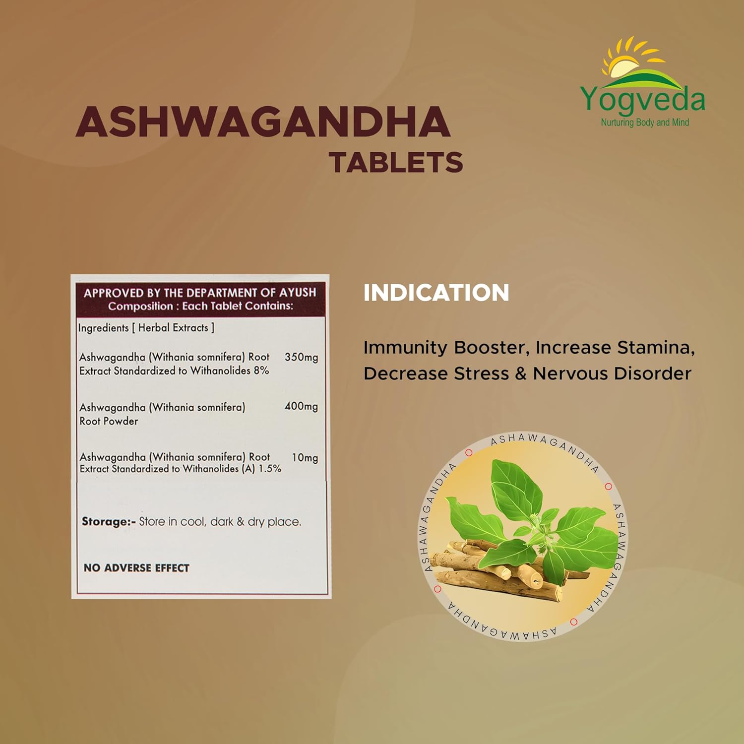 Yogveda Ashwagandha General Wellness Tablets - 60 Tablet