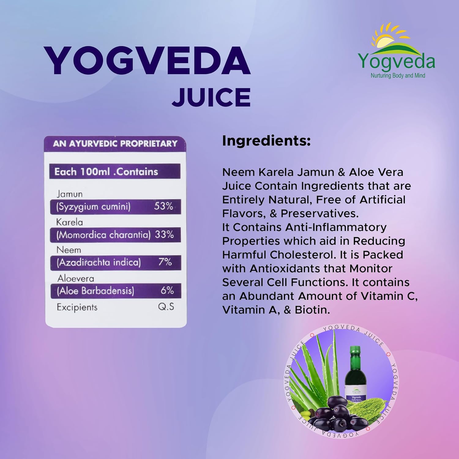 Yogveda Jamun Neem Karela Juice - 500 ml