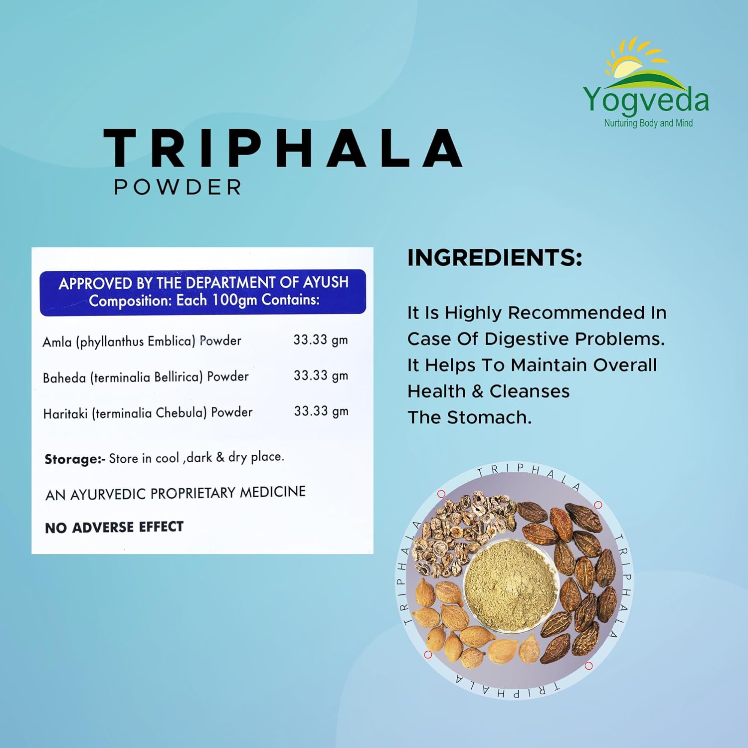 Yogveda Organic Triphala Powder - 200 gms
