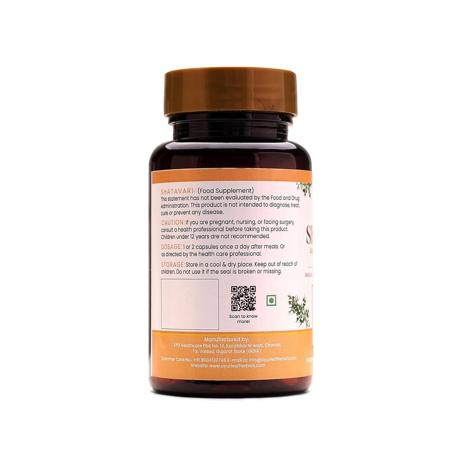Ayurleaf Herbals Shatavari 60 Capsules With Goodness of Natural Satavari
