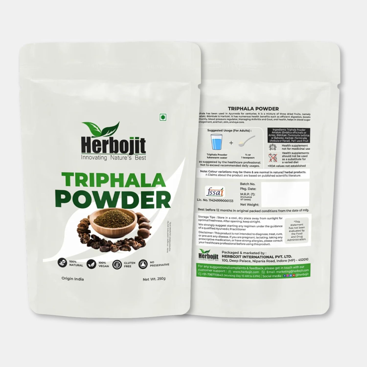 Herbojit Triphala Powder - 250 Gms