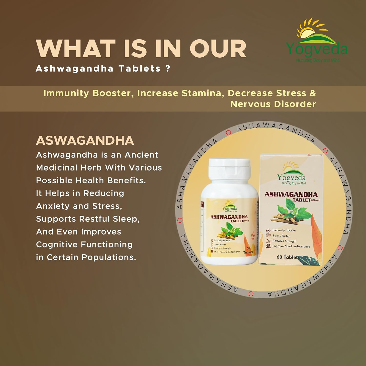 Yogveda Ashwagandha General Wellness Tablets - 60 Tablet