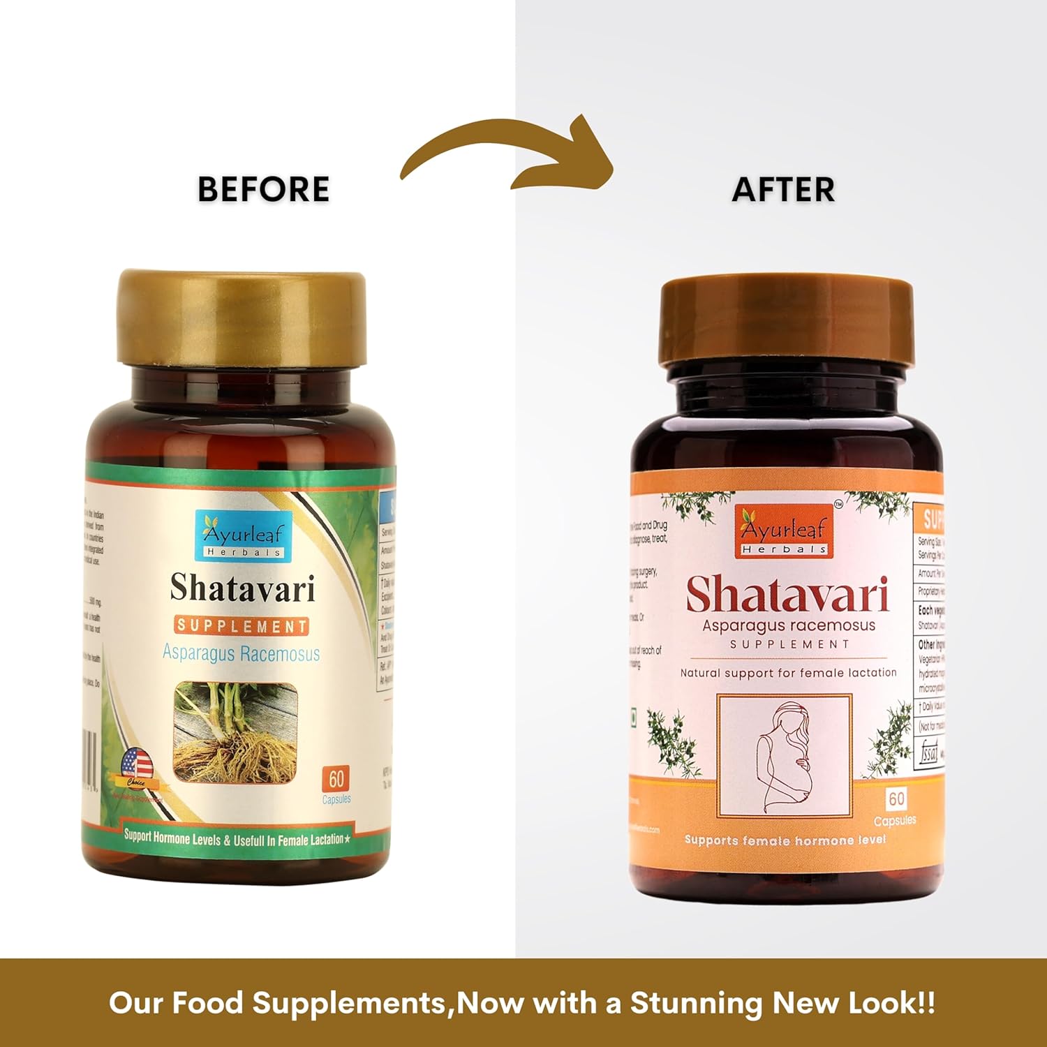 Ayurleaf Herbals Shatavari Capsules With Goodness of Natural Satavari - 60 Caps | Pack of 2
