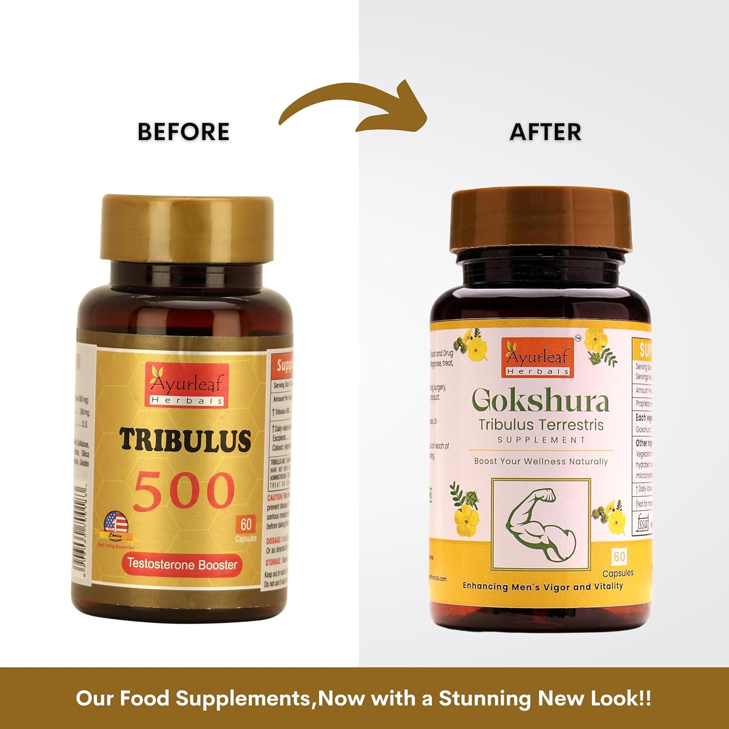 Ayurleaf Herbals Gokshura Tribulus - 500 Mg 60 Caps | Pack of 2