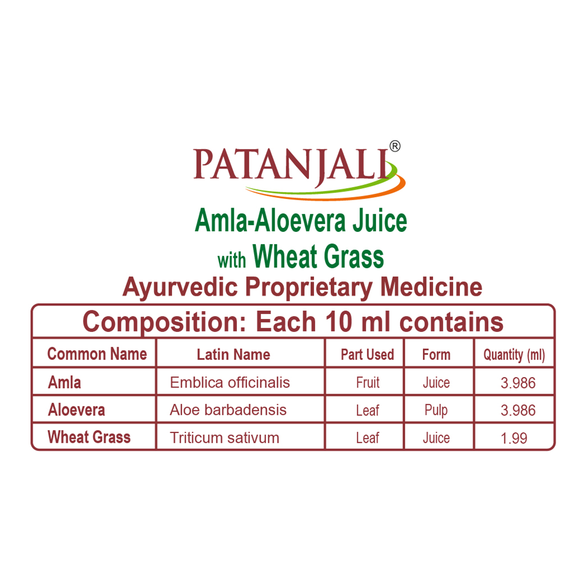 Patanjali Amla-Aloevera with Wheatgrass Juice - 500 ml