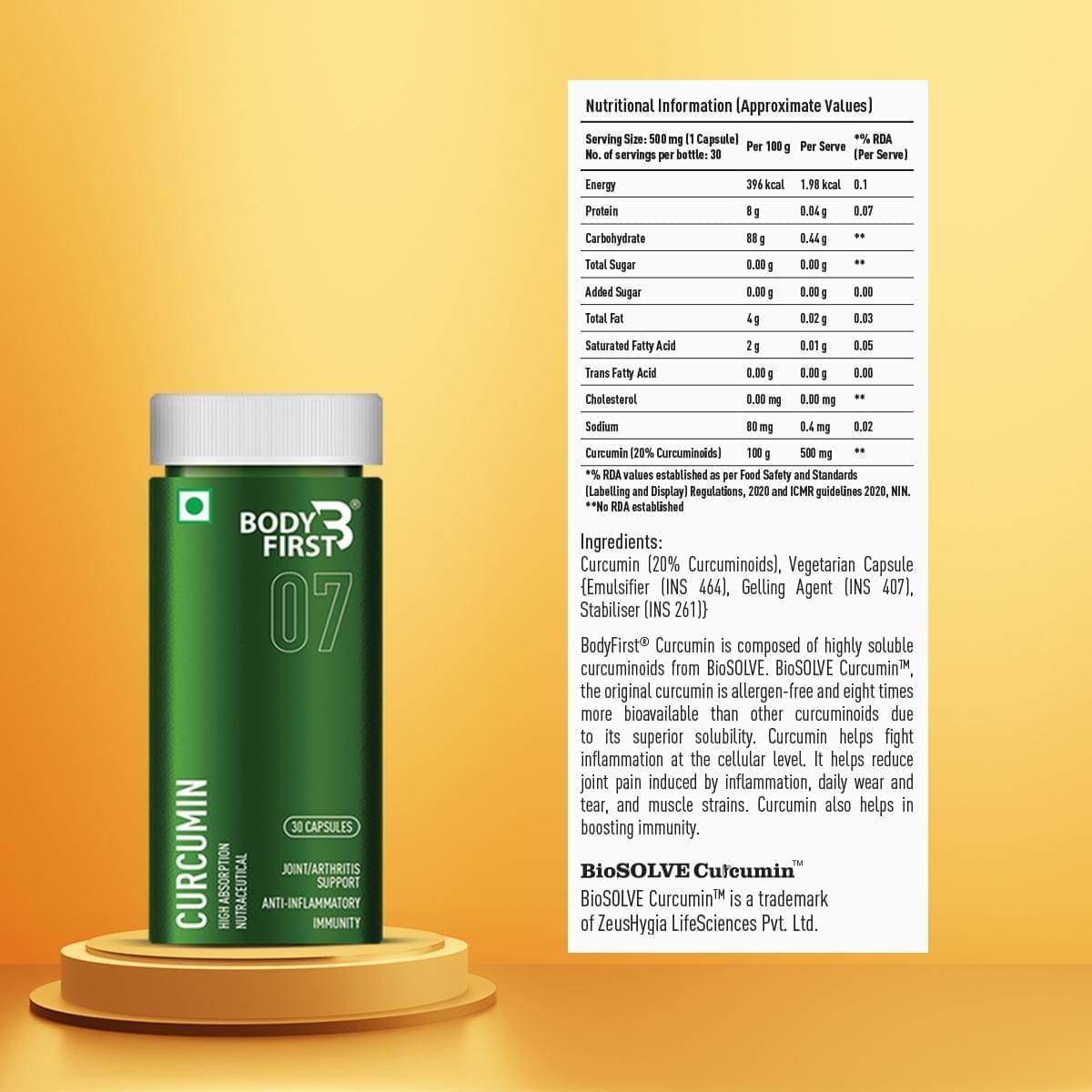 Body first Curcumin 500mg Anti-Inflammatory Boosts Immunity - 30 tabs ...