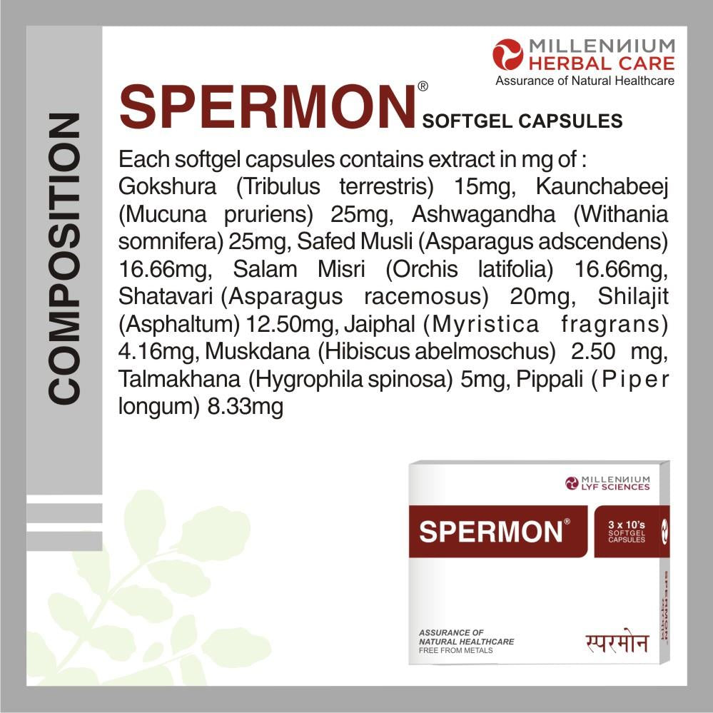Millennium Herbal Spermon SGC - 120 Capsules – AyushKart