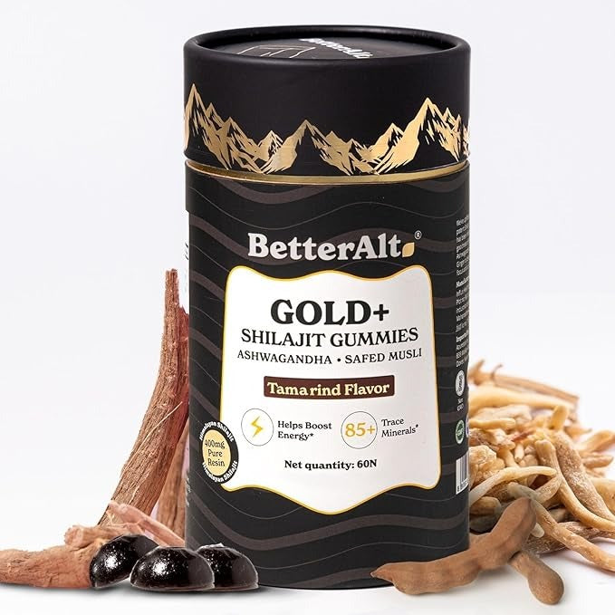 Better Alt Gold+ Shilajit Gummies With Ashwagandha, Safed Musli - 60 Gummies