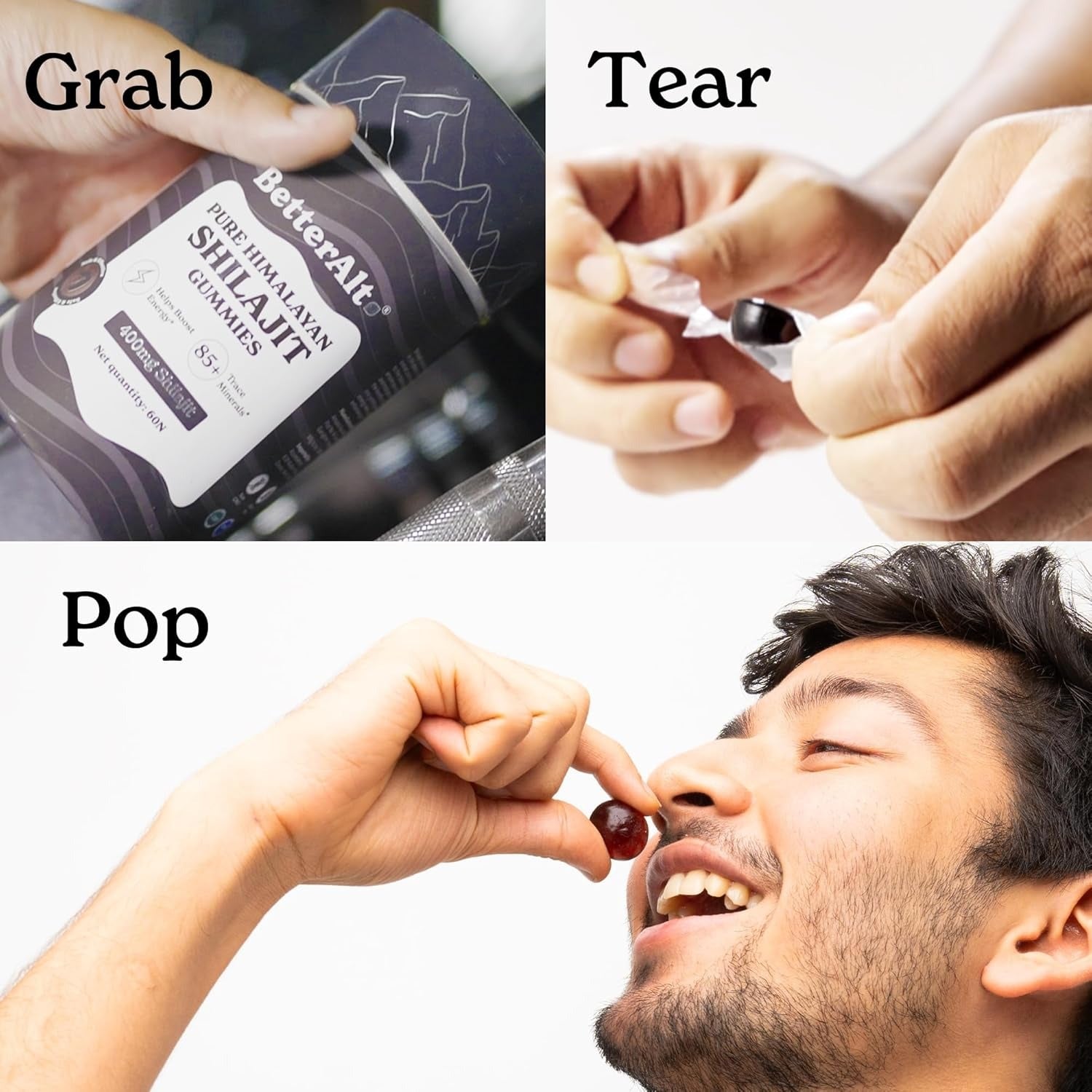 Better Alt Pure Himalayan Shilajit/Shilajeet Gummies 400mg Shilajit - 60 Gummies